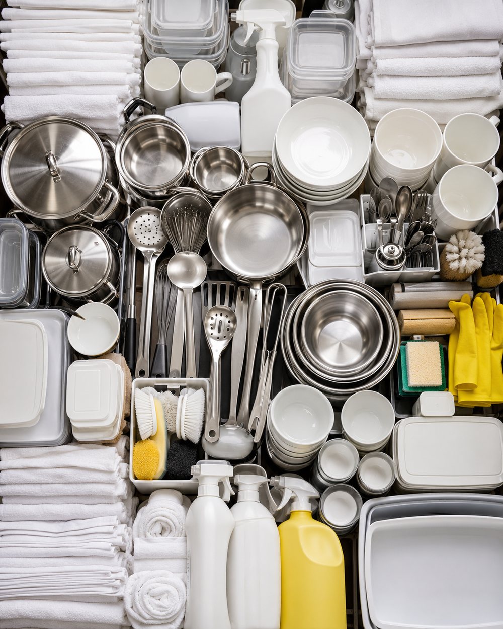 Cabin and galley stores — linen, kitchen equipment and provisions in a vessel store room